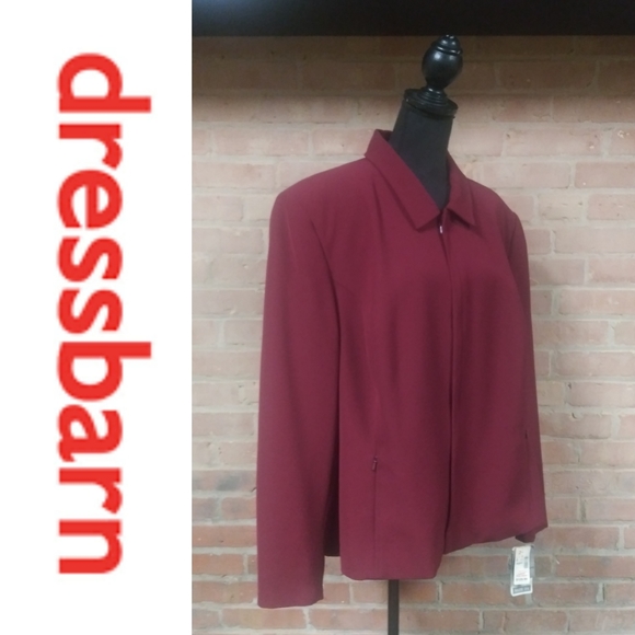 dressbarn Jackets & Blazers - Dressbarn | PLUS Zip-Up Wine Business Blazer - 24W